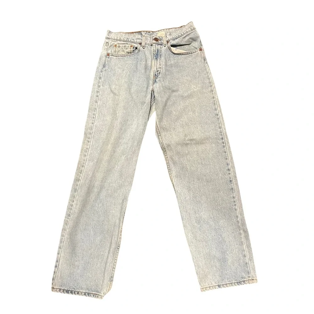 Vintage Levis 555 Relaxed Fit Straight Leg Jeans Light Wash Made in USA 31x30